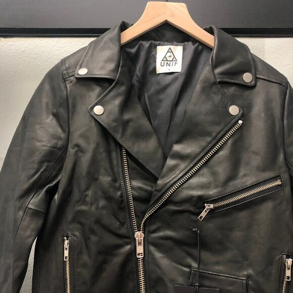 New UNIF Black Leather Jacket - Size S - Picture 2 of 6